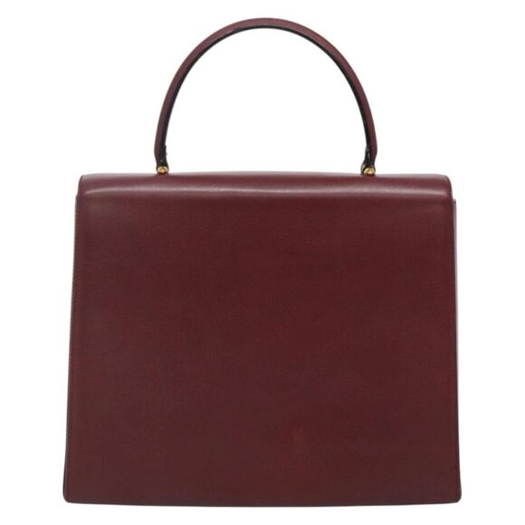 CARTIER Must Line Hand Bag Leather Bordeaux Gold Auth ki5854 - Picture 3 of 14
